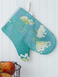 Oven Mitt: Queen Anne's Lace on Teal - Teal