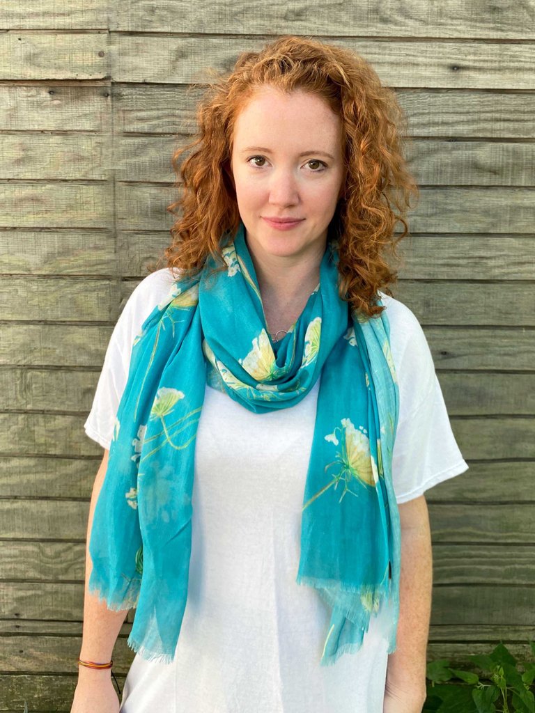Scarf: Queen Anne's Lace on Teal