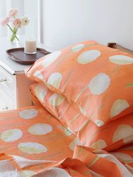 Sheet Set: Cream Flowers on Orange - Orange/Cream