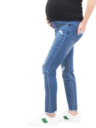 27.5" Chewed Hem Destructed Back Pocket Maternity Jean