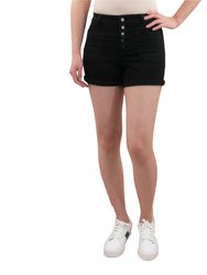 Black Shorts With Five Buttons And Roll Cuffed Hem - Black