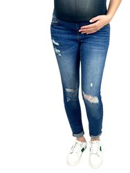 Butt Lifter Distressed Maternity Jean With Band