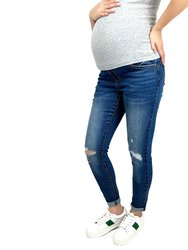 Butt Lifter Distressed Maternity Jean With Band