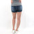 Dark Destructed Maternity Shorts With Under Belly