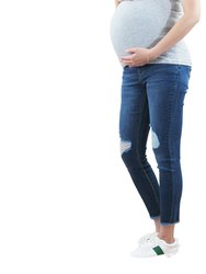 Fray Ankle Skinny Maternity Jean with Belly Band