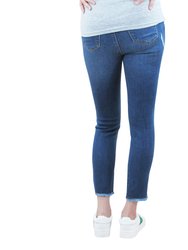 Fray Ankle Skinny Maternity Jean with Belly Band