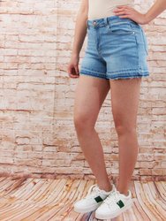 Medium Indigo Shorts With Fray Hem