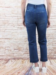 Straight Leg Back Patch Pockets Denim Jeans