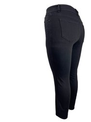 Tummy Control Black Skinny Jeans With Whiskers