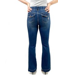Tummy Control Bootcut Jean With Back Pocket Emb
