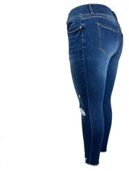 Tummy Control Distressed Jeans With Distressed Hem