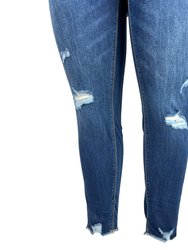 Tummy Control Distressed Jeans With Distressed Hem