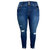 Tummy Control Distressed Jeans With Distressed Hem - Blue