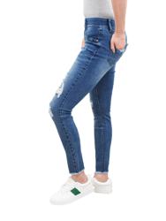 Tummy Control Fray Hem Destructed Skinny Jean