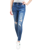 Tummy Control Fray Hem Destructed Skinny Jean - Blue