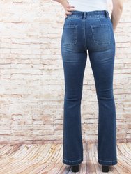 Tummy Control Slim Bootcut With Patch Pockets Jeans - Medium Dark Wash