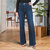 Tummy Control Wide Leg Pants With Belt Detail - Blue