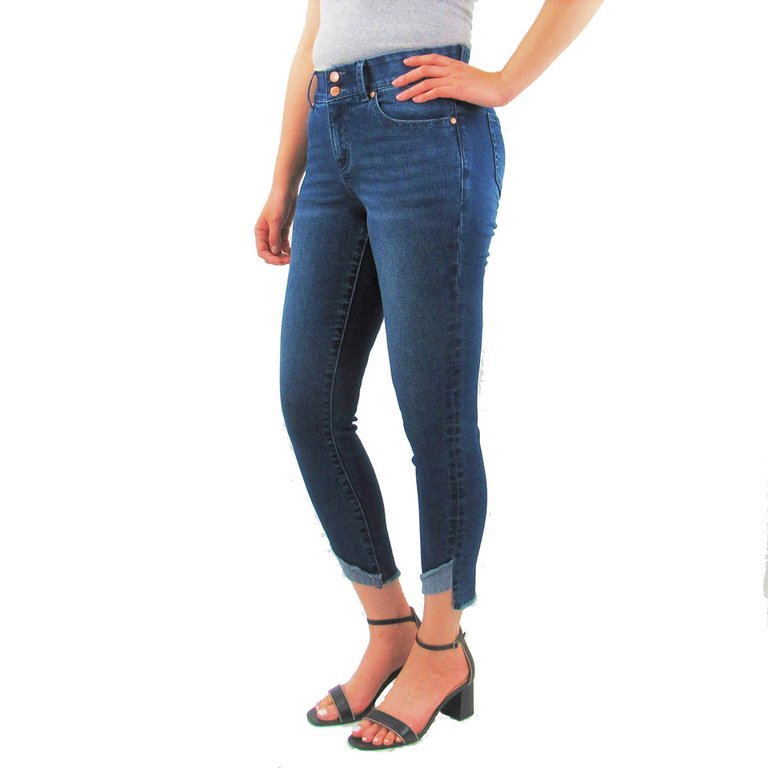 Tummy Control With High-Low Hem Skinny Jeans