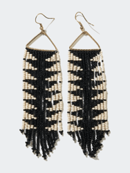 Black And Ivory Arrow Fringe Earrings - Black and Ivory