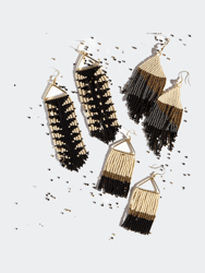 Black And Ivory Arrow Fringe Earrings