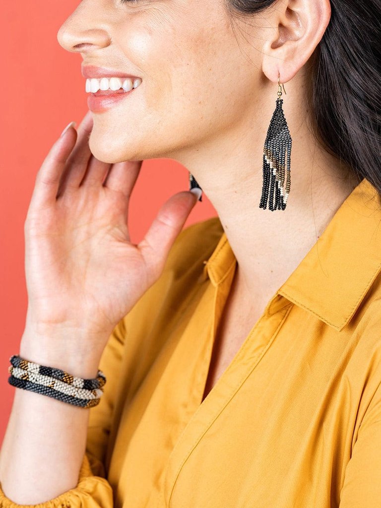 BLACK GOLD MULTI STRIPE SLIDE AND STACK BRACELET