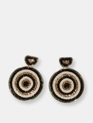 BLACK IVORY STRIPED CIRCLE EARRINGS - Default Title