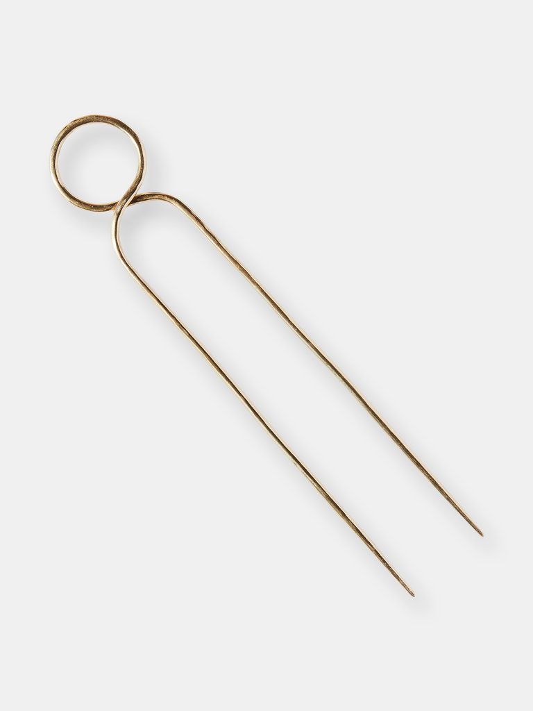 Brass Circle Hair Stick - Brass