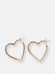 Brass Hammered Heart Hoop Earrings