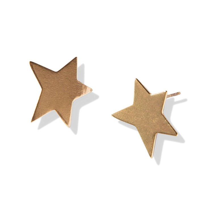 Brass Small Star Earrings - Gold