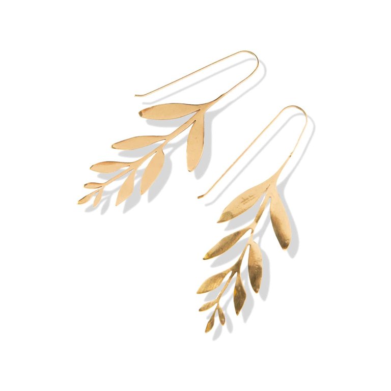 Brass Wisteria Drop Earrings - Gold