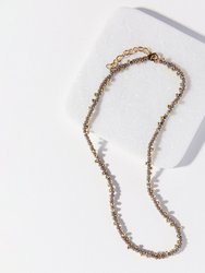 Grey Crystal Brass Necklace