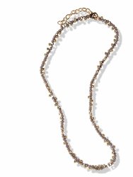 Grey Crystal Brass Necklace - Grey