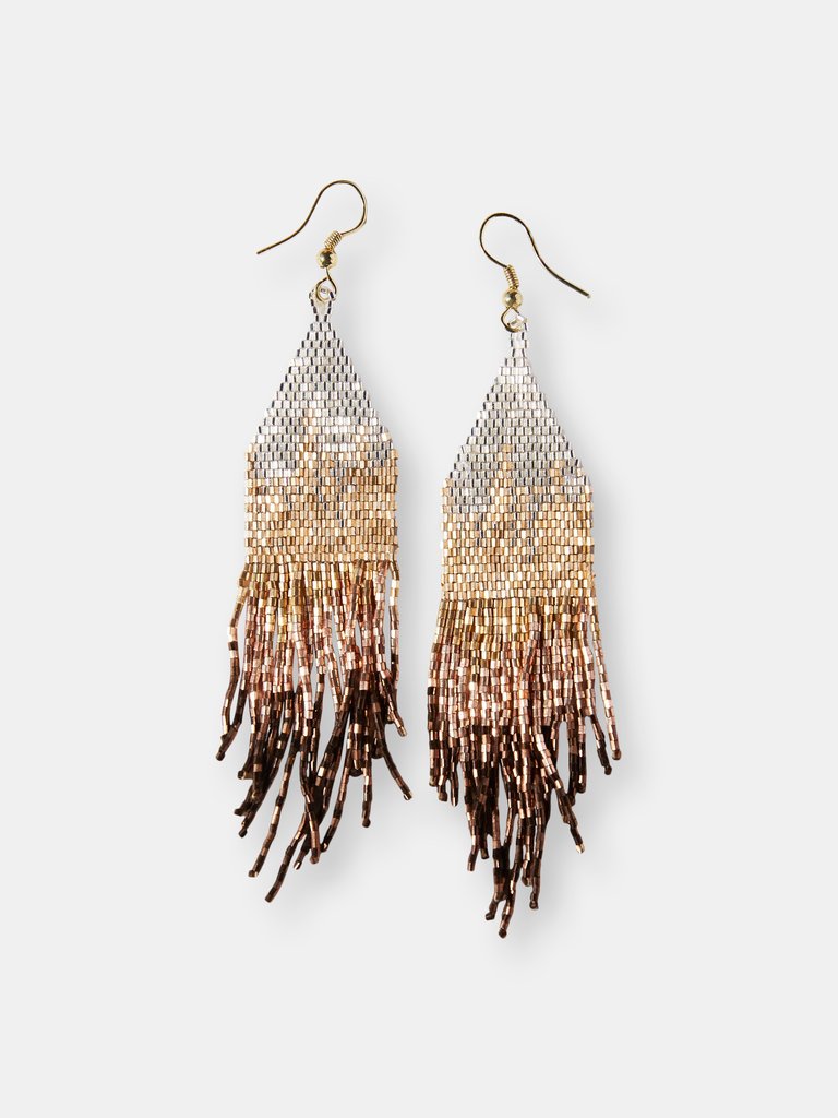 MIXED METALLIC OMBRE EARRINGS - Brown