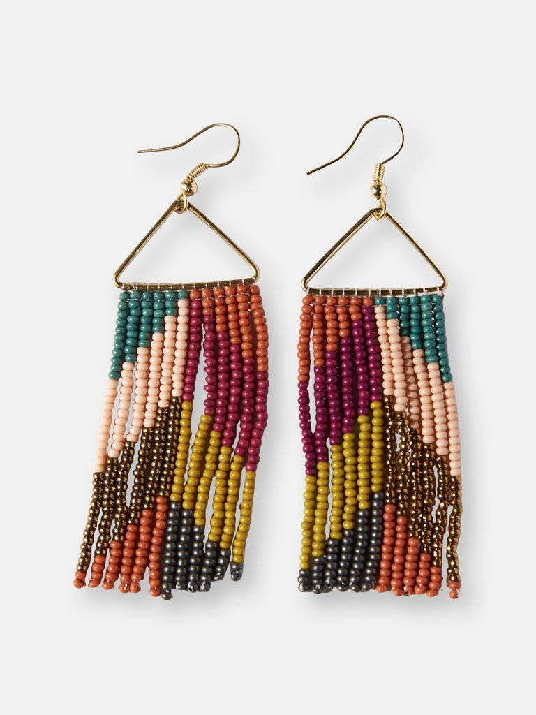 MUTED CHEVRON ON TRIANGLE EARRINGS - Multi Color