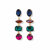 Navy Amber Emerald  Tier Crystal Post Earrings - Navy/Amber/Emerald