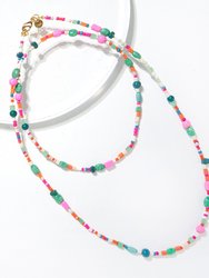 PINK GREEN MIX NECKLACE - Pink
