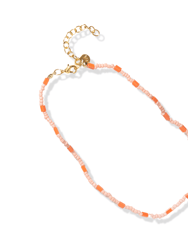 Pink With Orange Bead Necklace With Extension - Pink/Orange