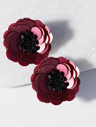 RUBY SINGLE FLOWER POST EARRINGS - Pink