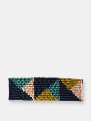 TEAL NAVY CITRON TRIANGLE BEADED BARRETTE - Navy