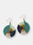 TEAL NAVY GOLD SINGLE CIRCLE SEED BEAD EARRINGS - Teal navy gold