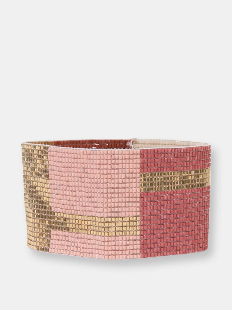 TERRACOTTA BLUSH IVORY COLOR BLOCK LUXE STRETCH BRACELET - Blush ivory