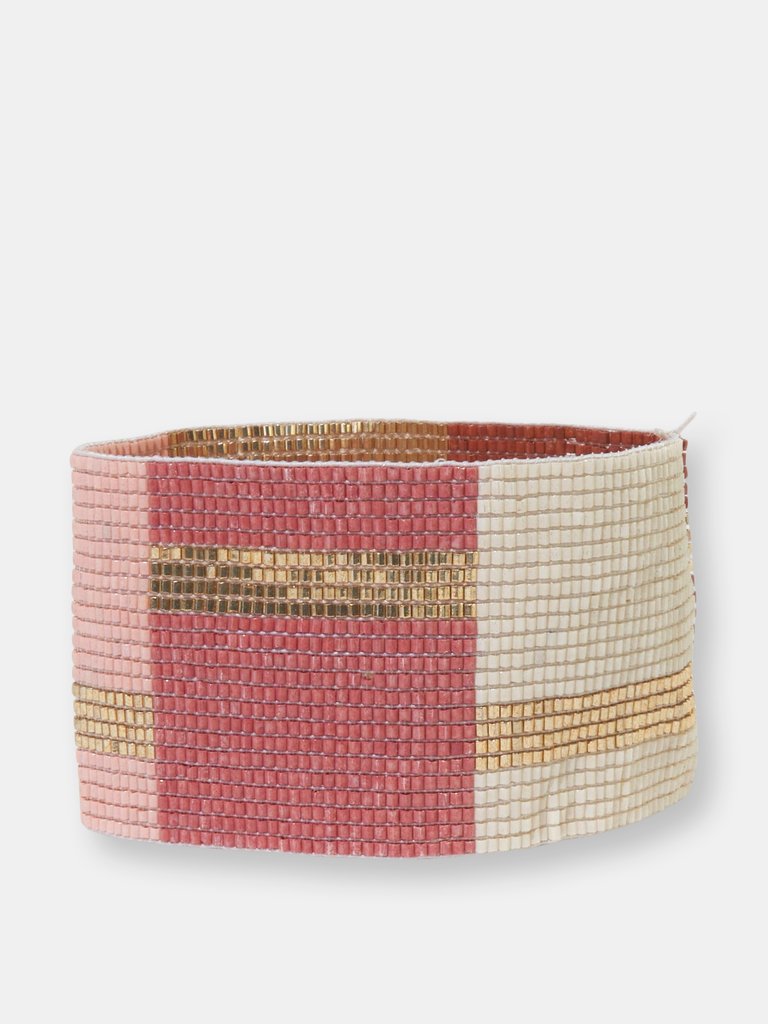 TERRACOTTA BLUSH IVORY COLOR BLOCK LUXE STRETCH BRACELET