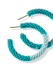 Turquoise Light Blue Color Block Small Hoop - Turquoise Light Blue