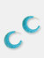 TURQUOISE RAFFIA WRAPPED HOOP EARRINGS - Turquoise