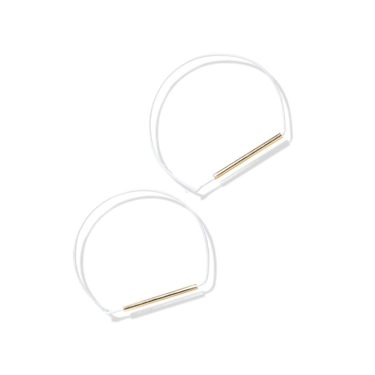White And Brass Large Wire Hoop - White/Brass