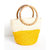 Yellow Color Block Jute Bag - Yellow