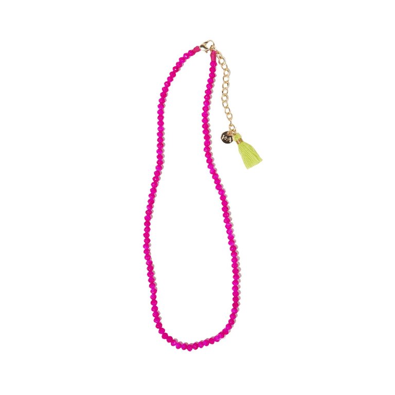 Hayden Crystal Necklace In Hot Pink - Hot Pink