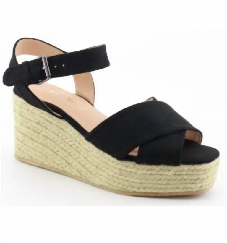 Women's Sandal Wedge In Black - Black