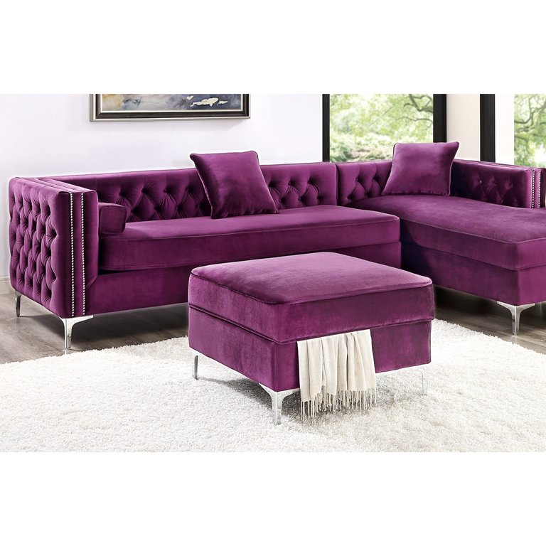 Alison Storage Ottoman - Purple