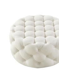 Alzbeta Linen Allover Tufted Round Cocktail Ottoman